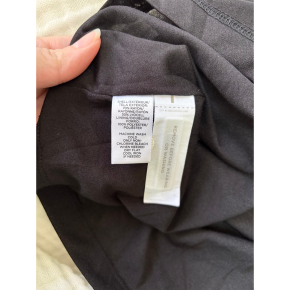 Women's LOFT Petite Striped Ruched Sheath Dress MP Black White - Picture 4 of 9